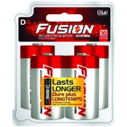 RAYOVAC(R) 813-4TFUSJ FUSION Long-Lasting Alkaline Batteries (D, 4 pk)