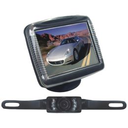 Pyle Pro 3.5" Slim Tft Lcd Universal Mount Monitor System With License Plate Mount & Backup Camera PYLPLCM36