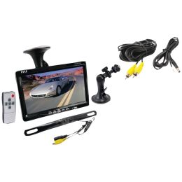 Pyle Pro 7" Window Suction-mount Lcd Widescreen Monitor & License Plate Mount Backup Color Camera With Distance-scale Line PYLPLCM7500