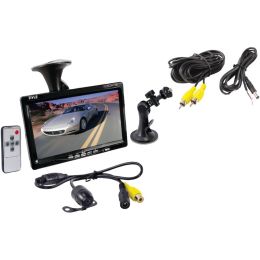 Pyle Pro 7" Window Suction-mount Lcd Widescreen Monitor & Universal Mount Backup Color Camera With Distance-scale Line PYLPLCM7700