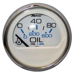Faria Chesapeake White SS 2 Oil Pressure Gauge - 80 PSI