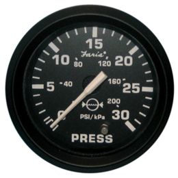 Faria Euro Black 2 Water Pressure Gauge Kit - 30 PSI