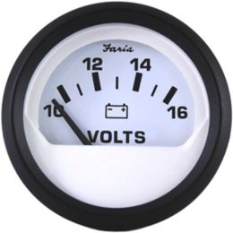Faria Euro White 2 Voltmeter (10-16 VDC)