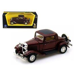 1932 Ford 3 Window Coupe Burgundy 1/43 Diecast Car Model by Road Signature