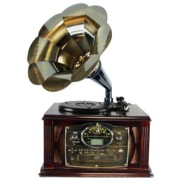 Back to The 50s Executive Antique Trumpet Horn Turntable/Phonograph with encode function