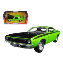 1970 Plymouth Cuda Green with Black 1/24 Diecast Model Car by New Ray