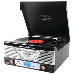 Pyle Home Bluetooth Retro Vintage Classic Style Turntable Vinyl Record Player With Usb And Mp3 Computer Recording PYLPTR8UBTBK