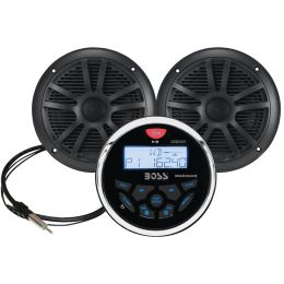 Boss Audio Marine-gauge System With In-dash Mechless Am And Fm Receiver, Speakers & Antenna (black Speakers) BOSMCKGB350B6