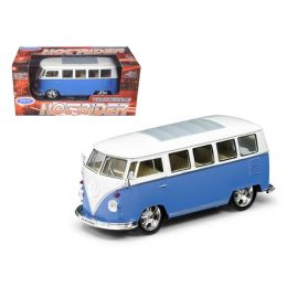 1962 Volkswagen Classical Bus Low Rider Blue 1/24 Diecast Car Model by Welly