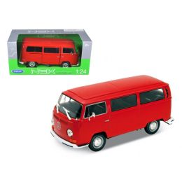 1972 Volkswagen Bus Van T2 Red 1/24 Diecast Model by Welly