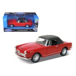 1960 Alfa Romeo Spider 2600 Soft Top Red 1/24 Diecast Car Model by Welly