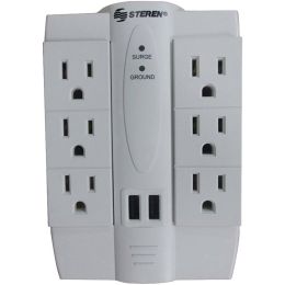 Steren 6-outlet Swivel Surge Protector With 2 Usb Ports STRNBL905120
