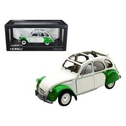 1985 Citroen 2CV Dolly White/Green 1/18 Diecast Model Car by Norev