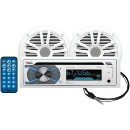 Boss Audio Marine Single-din In-dash Mp3-compatible Cd Am And Fm Receiver With Bluetooth, 2 Speakers & Antenna BOSMCK508WB6