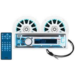 Boss Audio Combo Kit w/MR762BRGB Receiver, One Pair 6.5 Marine MRGB65 Speakers & MRANT10