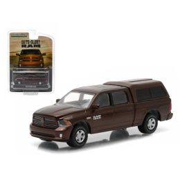 2014 Dodge Ram 1500 Work Pickup Truck Metallic Brown with Camper Shell \Hobby Exclusive\ 1/64 Diecast Model by Greenlight