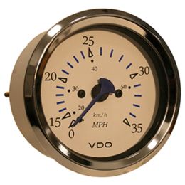 VDO Allentare White 35MPH 3-3/8 (85mm) Pitot Speedometer