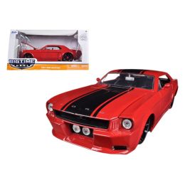 1965 Ford Mustang Red With Black Stripes 1/24 Diecast Car Model by Jada