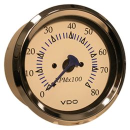 VDO Allentare White 8000RPM 3-3/8 (85mm) Outboard Tachometer - 12V