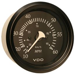 VDO Allentare Black 60MPH 3-3/8 (85mm) Pitot Speedometer - Black Bezel