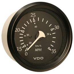 VDO Allentare Black 35MPH 3-3/8 (85mm) Pitot Speedometer - Black Bezel