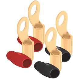 Db Link 4-gauge 5 And 16" Ring Terminals, 4 Pk (gold Plated, 2 Red & 2 Black) DBDRT4