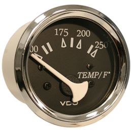 VDO Allentare Black 250Â°F Water Temperature Gauge - Use w/Marine 450-29 Ohm Sender - 12V - Chrome Bezel