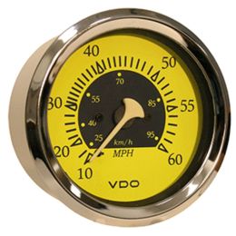 VDO Allentare Yellow/Blue 60MPH 3-3/8 (85mm) Pitot Speedometer