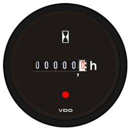 VDO Viewline Onyx Hourmeter, 100K Hours, Illuminated - 12/24V