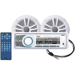 Boss Audio Marine Single-din In-dash Cd Am And Fm Receiver With Bluetooth, 2 Speakers & Antenna BOSMCK752WB6