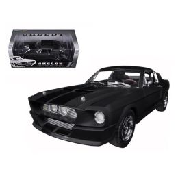 1967 Ford Shelby Mustang GT 500 Matt Black with Gloss Black Stripes 1/18 Diecast Car Model by Greenlight