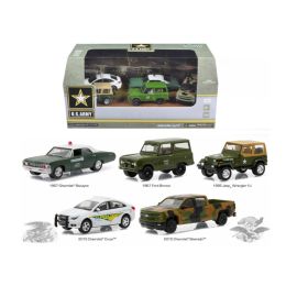 US Army Base 5 Cars Motor World Diorama Set 1/64 Diecast Model Cars by Greenlight