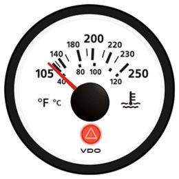 VDO Viewline Ivory 250Â°F/120Â°C Water Temperature Gauge 12/24V - Use with VDO Sender