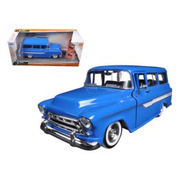 1957 Chevrolet Suburban Blue \Just Trucks\ with Extra Wheels 1/24 Diecast Model by Jada