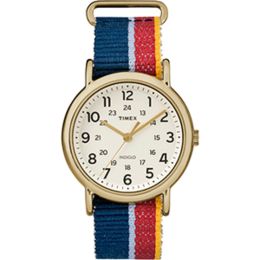 Timex WeekenderÂ® Watch - Multi-Colored Striped/Denim Strap