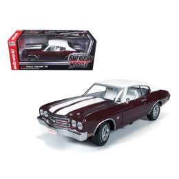 1970 Chevrolet Chevelle SS 454 Black Cherry Limited to 1500pc Worldwide 1/18 Diecast Car Model by Autoworld