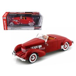 1937 Cord Convertible Red \Road & Track\ Cover Car Limited to 1500pc 1/18 Diecast Model Car by Autoworld