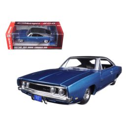 Custom 1969 Dodge Charger 500 Blue Poly 1/24 Diecast Model Car by Autoworld