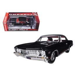 1967 Chevrolet Chevelle SS 396 Tuxedo Black with Red Stripes 1/24 Diecast Model Car by Autoworld