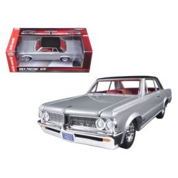 1964 Pontiac GTO Silvermist Grey with Gloss Black Roof 1/24 Diecast Model Car by Autoworld