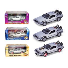 Collect All 3pc Set Delorean Time Machine Trilogy Set \Back To The Future 1,2,3\ 1/24 by Welly