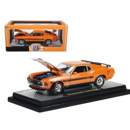 1970 Ford Mustang Mach 1 428 \Twister Special\ Grabber Orange 1/24 Diecast Model Car by M2 Machines