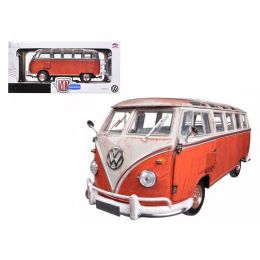 1960 Volkswagen Microbus Deluxe USA Model Red Rusted Verion 1/24 Diecast Model by M2 Machines