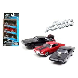 \Fast and Furious\ Dom\s Rides Dodge Chargers and Chevelle 3 Pack Set 1/55 Diecast Model Cars by Jada