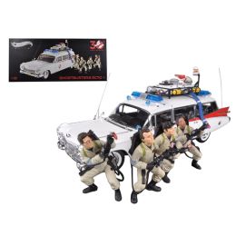 1959 Cadillac Ambulance Ecto-1 From \Ghostbusters 1\ Movie 30th Anniversary with 4 Figures Elite Edition 1/18 by Hotwheels