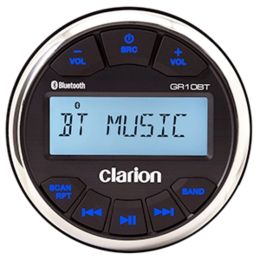 Clarion GR10BT Digital Media Receiver USB/MP3/WMA BluetoothÂ® 3 Gauge, IPX5 Face, AM/FM/NOAA, 50W x 4