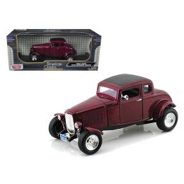 1932 Ford Five Window Coupe Burgundy 1/18 Diecast Car Model by Motormax