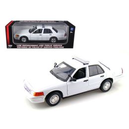 2001 Ford Crown Victoria Unmarked White Police Car 1/18 Diecast Model Car by Motormax