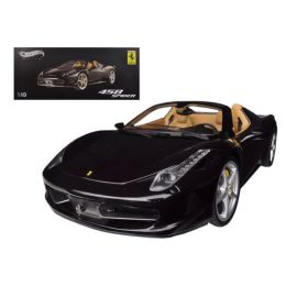 Ferrari 458 Spider F1 Glossy Black Elite Edition 1/18 Diecast Car Model by Hotwheels