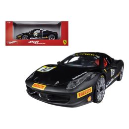 Ferrari 458 Challenge Matt Black #12 1/18 Diecast Car Model by Hotwheels